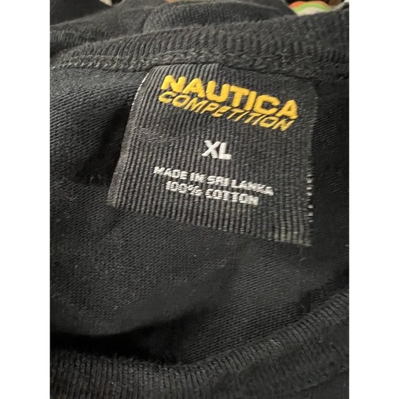 VINTAGE Nautica Shirt Men XLarge Black Competition Pullover Crewneck - Picture 3 of 3